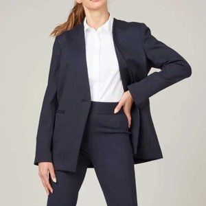 Spanx The Perfect Blazer Jacket in Navy/Grey Ponte Pinstripe Size XS